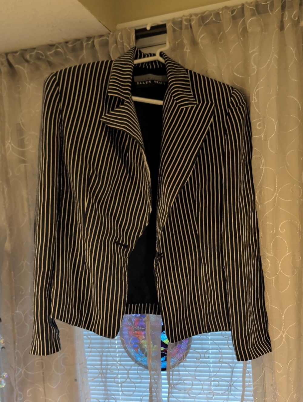 Ellen Tracy Black and White Pinstripe Tailored Blazer